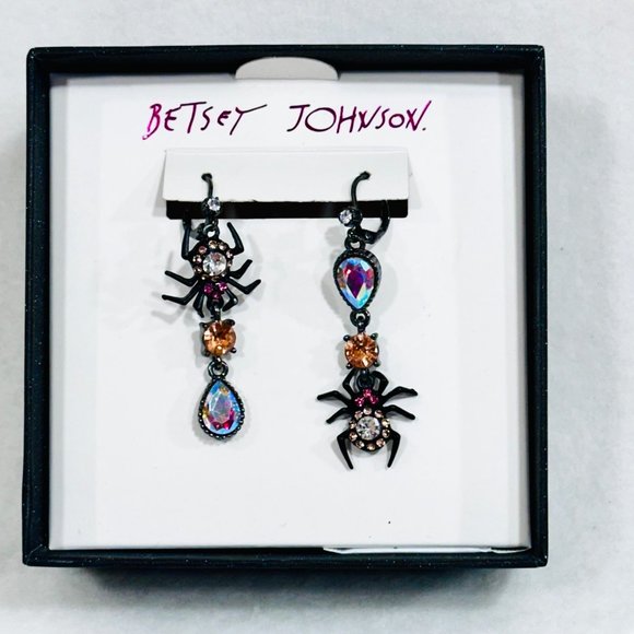 Betsey Johnson Spider Earrings Lever Back - New in Box - Picture 1 of 5